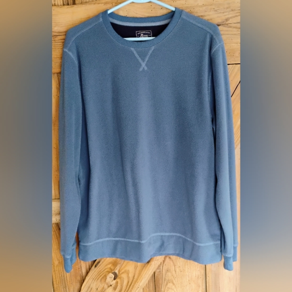 G.H. Bass & Co. Men's Fleece Sweater Pullover Blue Crew Neck M-3
